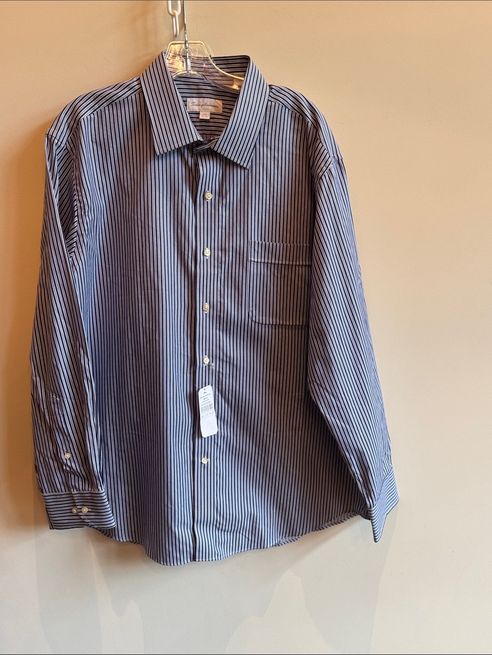 Tommy Bahama Men’s Blue and White Striped Dress Shirt